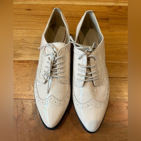 Gunmetal Patent Leather MURUSHKA Wing Tip Oxford Loafer Shoes - Picture 2 of 6